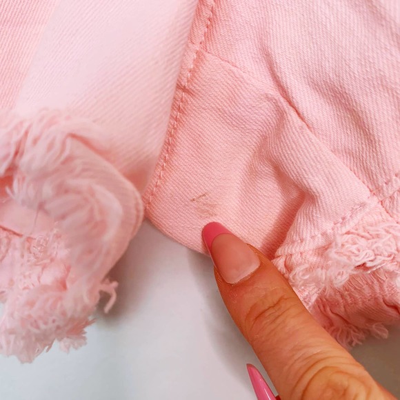 Lilly Pulitzer South Ocean High Rise Ruffle Hem Denim Shorts Stretch Pink Size 4 - Picture 10 of 11